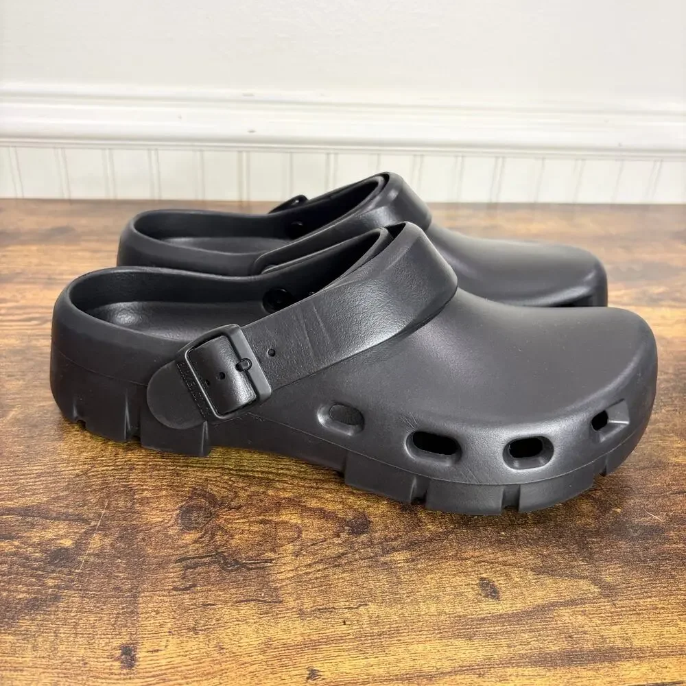 Birkenstock EU 41 Birki Flow EVA Clogs M8 W10 Recovery Shoes Black Plastic - Picture 3 of 12